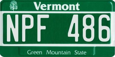 VT license plate NPF486
