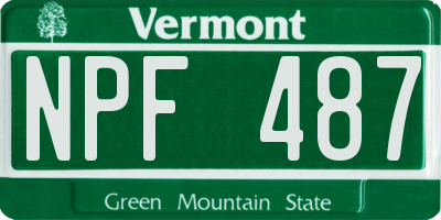 VT license plate NPF487
