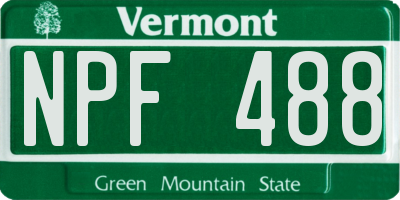 VT license plate NPF488