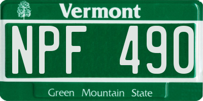 VT license plate NPF490