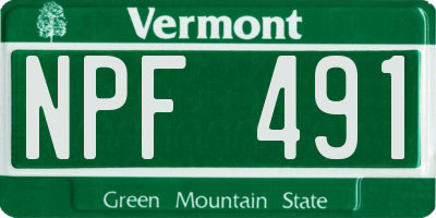 VT license plate NPF491