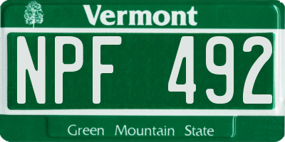 VT license plate NPF492