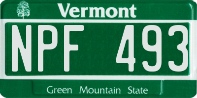 VT license plate NPF493