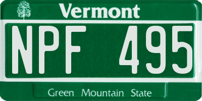 VT license plate NPF495