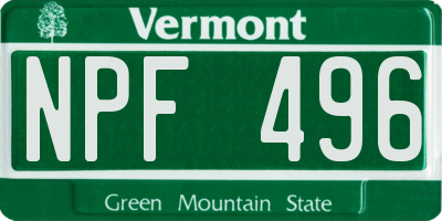VT license plate NPF496