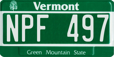 VT license plate NPF497
