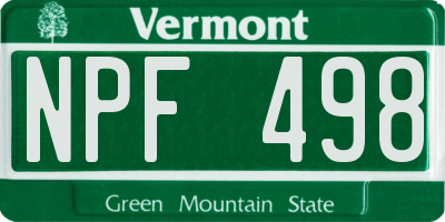 VT license plate NPF498