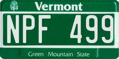 VT license plate NPF499