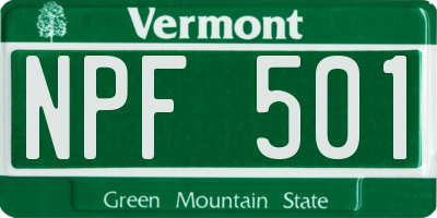 VT license plate NPF501