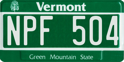 VT license plate NPF504
