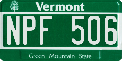 VT license plate NPF506