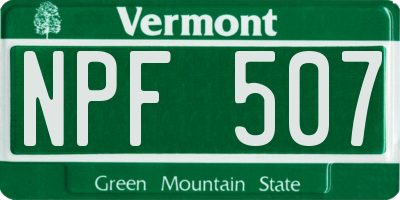 VT license plate NPF507