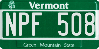 VT license plate NPF508