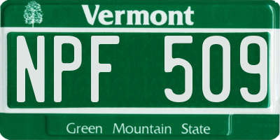 VT license plate NPF509