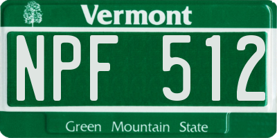VT license plate NPF512
