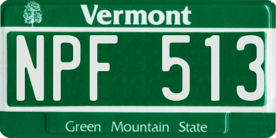 VT license plate NPF513