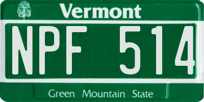 VT license plate NPF514