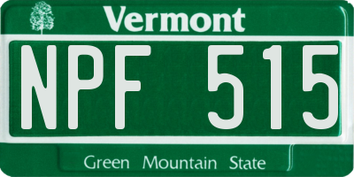 VT license plate NPF515