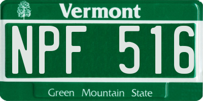VT license plate NPF516