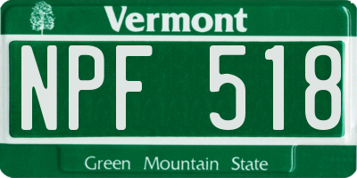 VT license plate NPF518