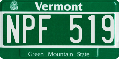 VT license plate NPF519