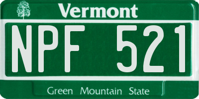 VT license plate NPF521
