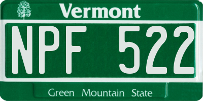 VT license plate NPF522