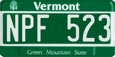 VT license plate NPF523