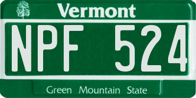 VT license plate NPF524