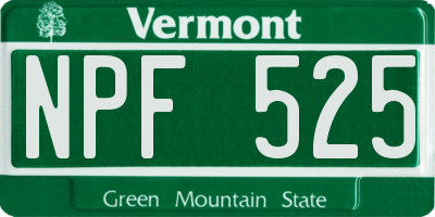 VT license plate NPF525