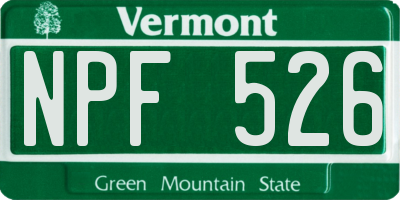 VT license plate NPF526