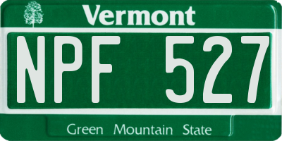 VT license plate NPF527
