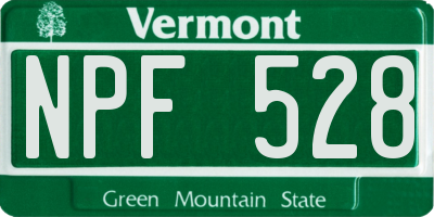 VT license plate NPF528