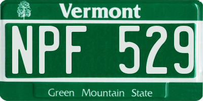 VT license plate NPF529