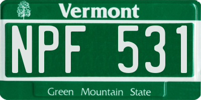 VT license plate NPF531