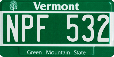 VT license plate NPF532