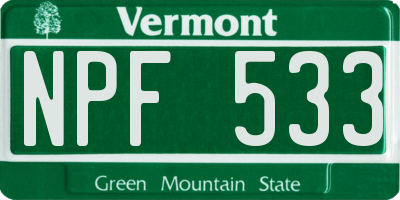 VT license plate NPF533