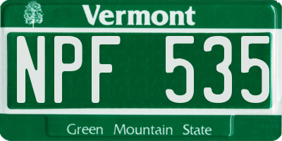 VT license plate NPF535