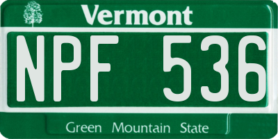 VT license plate NPF536