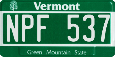 VT license plate NPF537