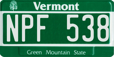 VT license plate NPF538