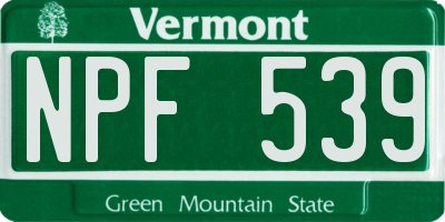 VT license plate NPF539