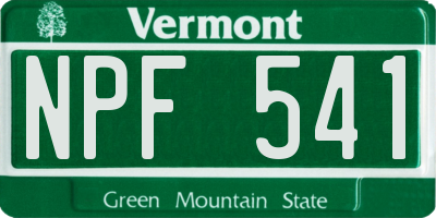 VT license plate NPF541