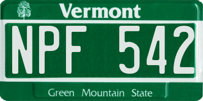 VT license plate NPF542