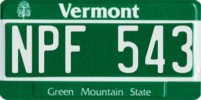 VT license plate NPF543