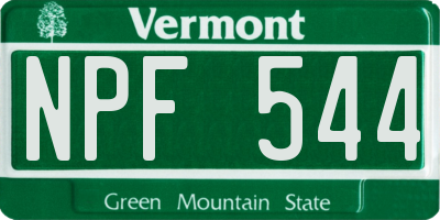 VT license plate NPF544