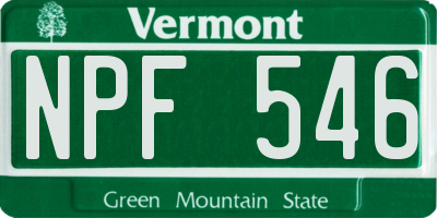 VT license plate NPF546