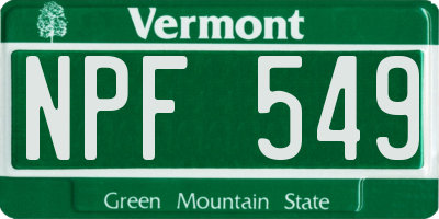 VT license plate NPF549