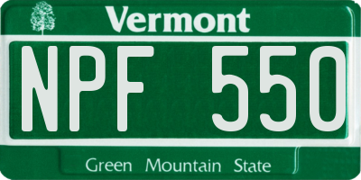 VT license plate NPF550