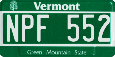 VT license plate NPF552